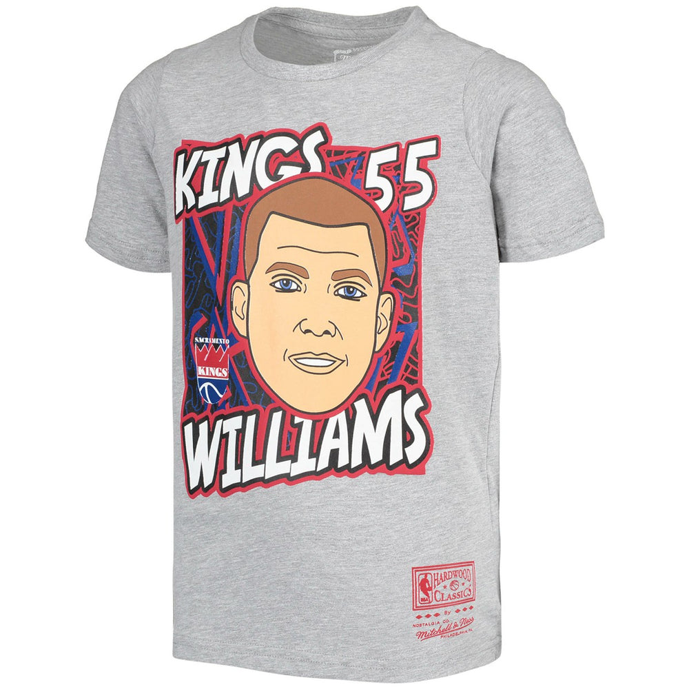 Jason Williams Sacramento Kings Youth Hardwood Classics King of the Court Player T-Shirt Gray - Mitchell & Ness