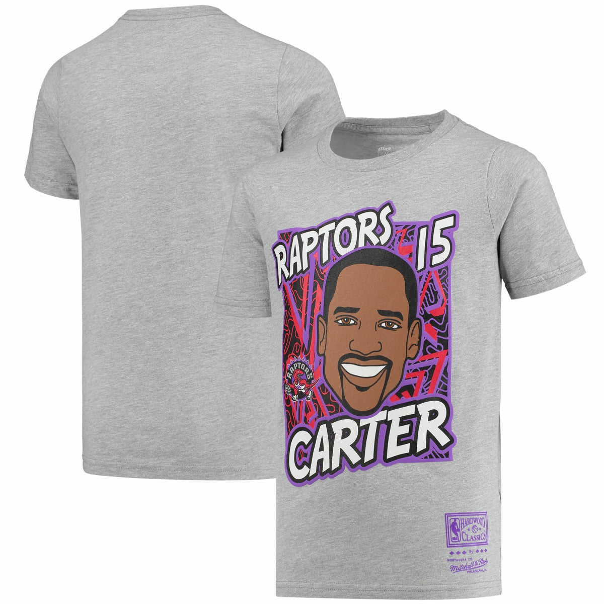 Vince Carter Toronto Raptors Youth Hardwood Classics King of the Court Player T-Shirt Gray - Mitchell & Ness