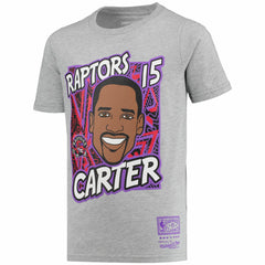 Vince Carter Toronto Raptors Youth Hardwood Classics King of the Court Player T-Shirt Gray - Mitchell & Ness