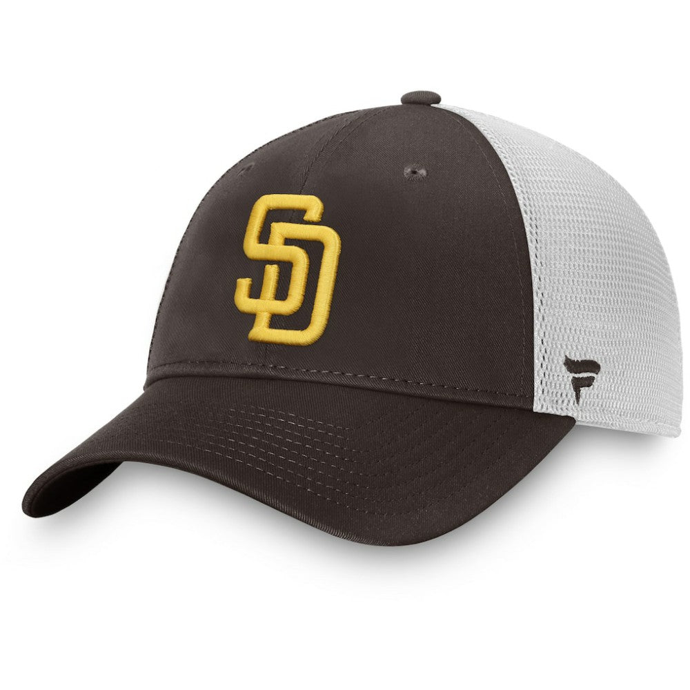 San Diego Padres Fanatics Team Core Unstructured Trucker Adjustable Hat - Brown/White Hats