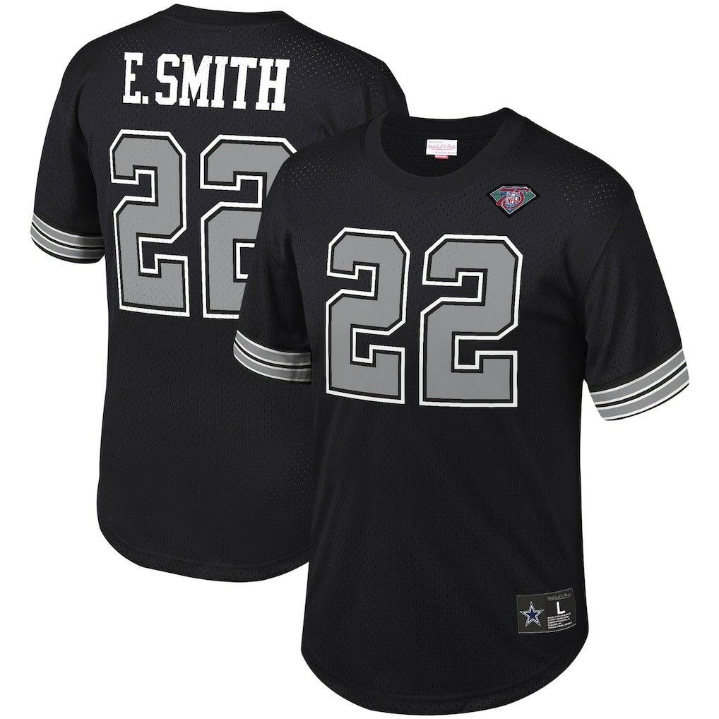 Emmitt Smith Dallas Cowboys Retired Player Name & Number Mesh Top - Black Tops