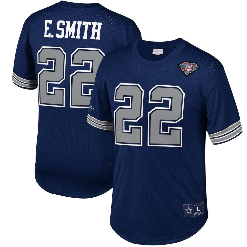 Emmitt Smith Dallas Cowboys Retired Player Name & Number Mesh Top - Navy Tops