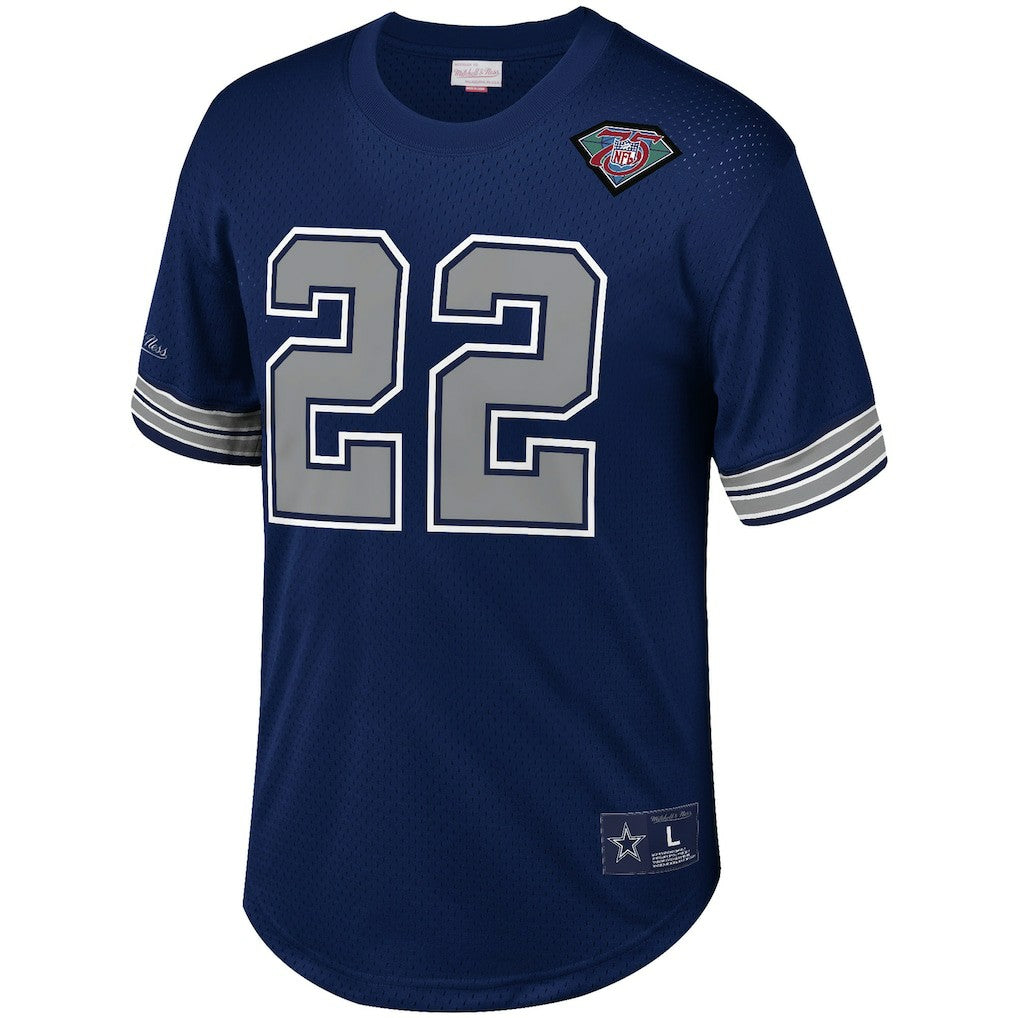 Emmitt Smith Dallas Cowboys Retired Player Name & Number Mesh Top - Navy Tops