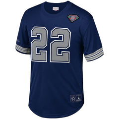Emmitt Smith Dallas Cowboys Retired Player Name & Number Mesh Top - Navy Tops