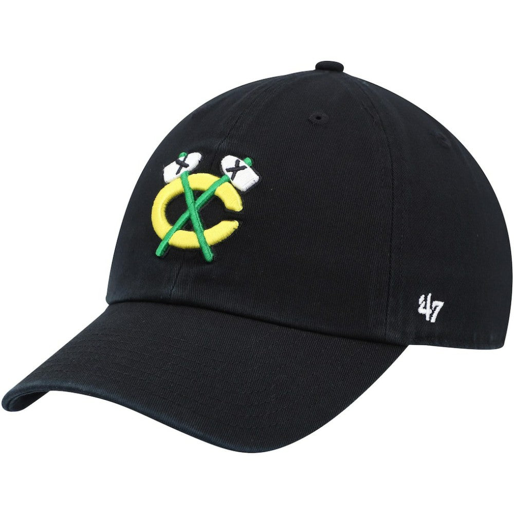 Chicago Blackhawks '47 Alternate Logo Clean Up Adjustable Hat - Black | US 4236810