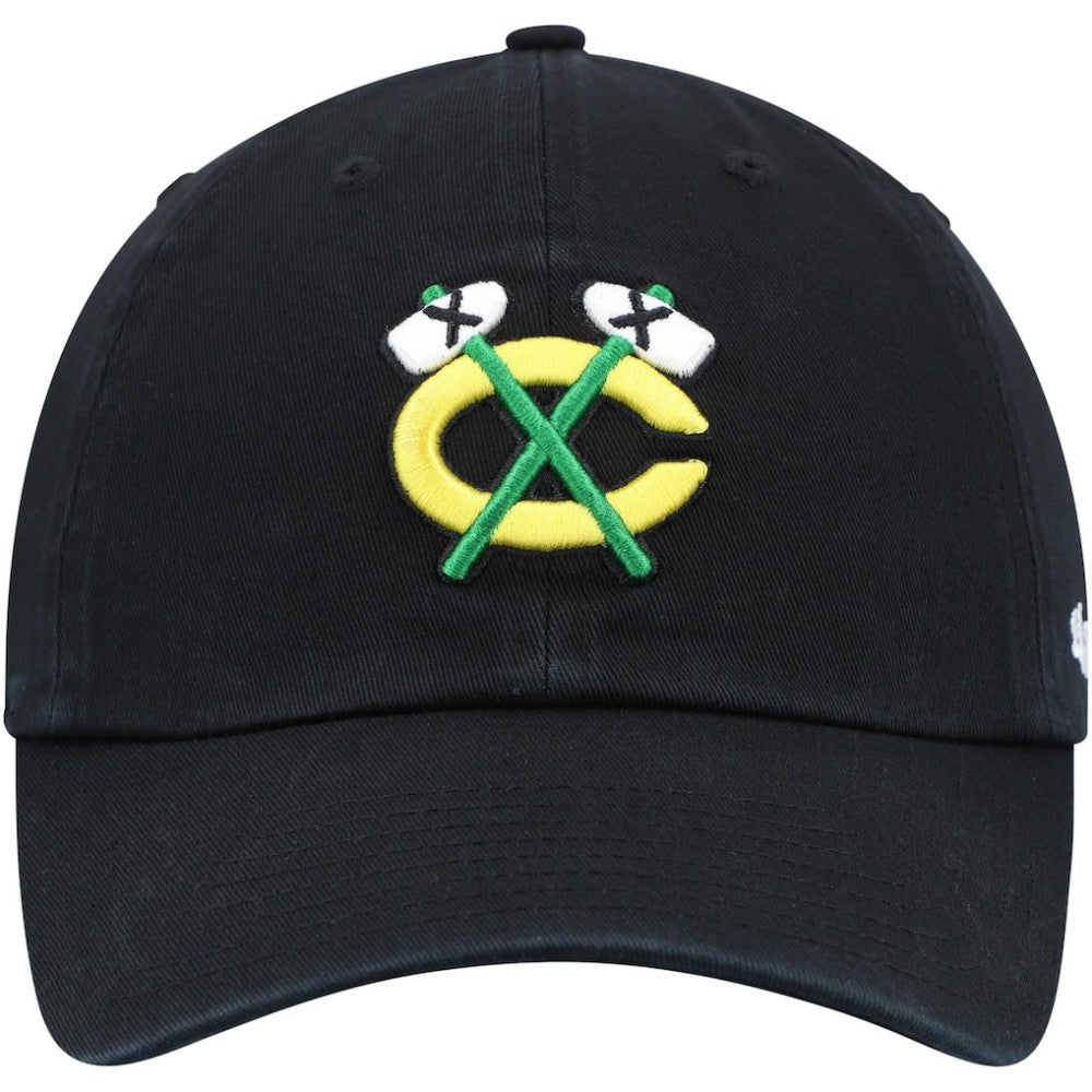 Chicago Blackhawks '47 Alternate Logo Clean Up Adjustable Hat - Black | US 4236810