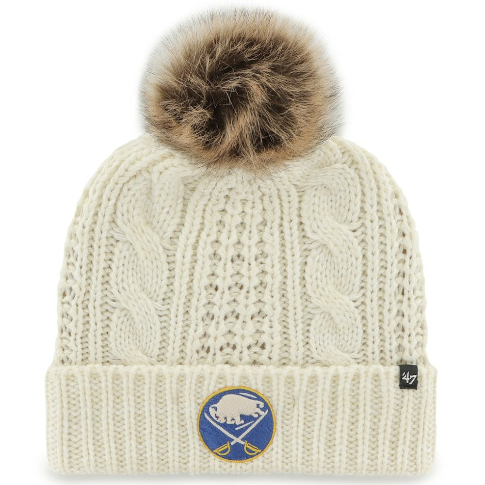 Buffalo Sabres '47 Women's Meeko Cuffed Knit Hat with Pom - White | US 4237047