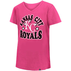 Kansas City Royals New Era Girls Youth Jersey Stars V-Neck T-Shirt - Pink Jerseys