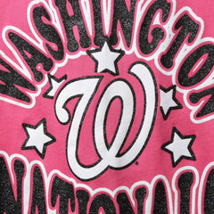 Washington Nationals New Era Girl's Youth Jersey Stars V-Neck T-Shirt - Pink Jerseys