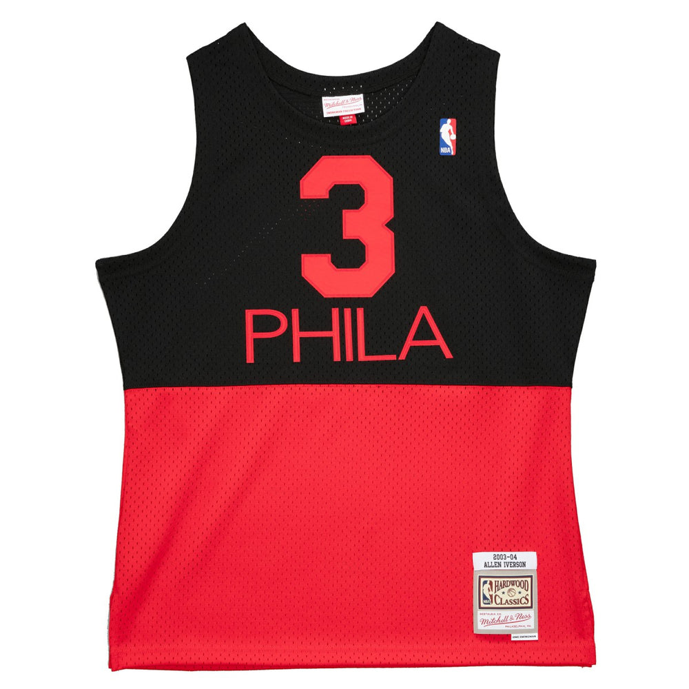Allen Iverson Philadelphia 76ers 2003/04 Hardwood Classics Reload 2.0 Swingman Jersey Black - Mitchell & Ness