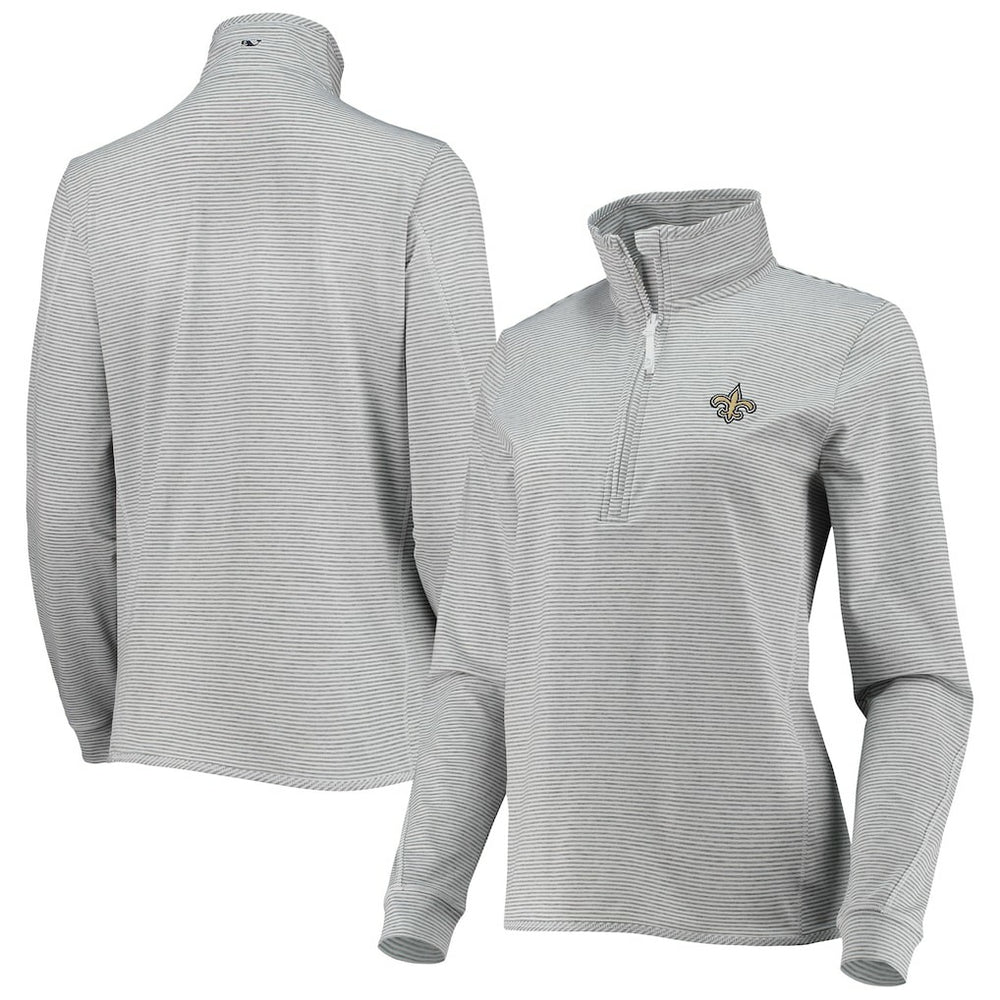 New Orleans Saints Vineyard Vines Women's Sankaty Shep Half-Zip Pullover Top - Heather Gray Pullover