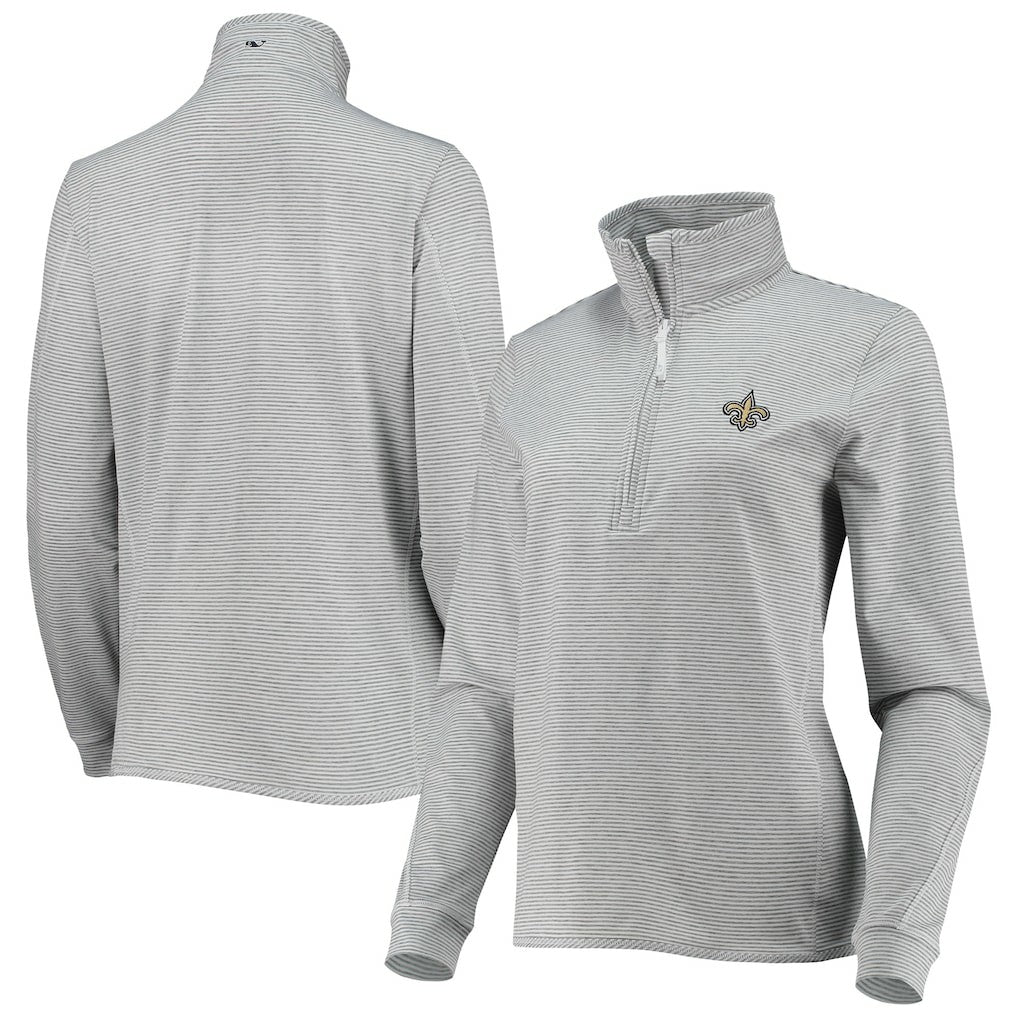 New Orleans Saints Vineyard Vines Women's Sankaty Shep Half-Zip Pullover Top - Heather Gray Pullover