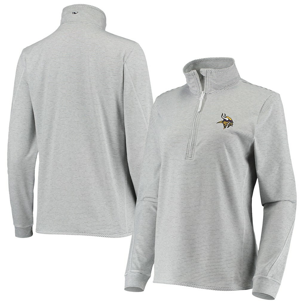 Minnesota Vikings Vineyard Vines Women's Sankaty Shep Half-Zip Pullover Top - Heather Gray Pullover