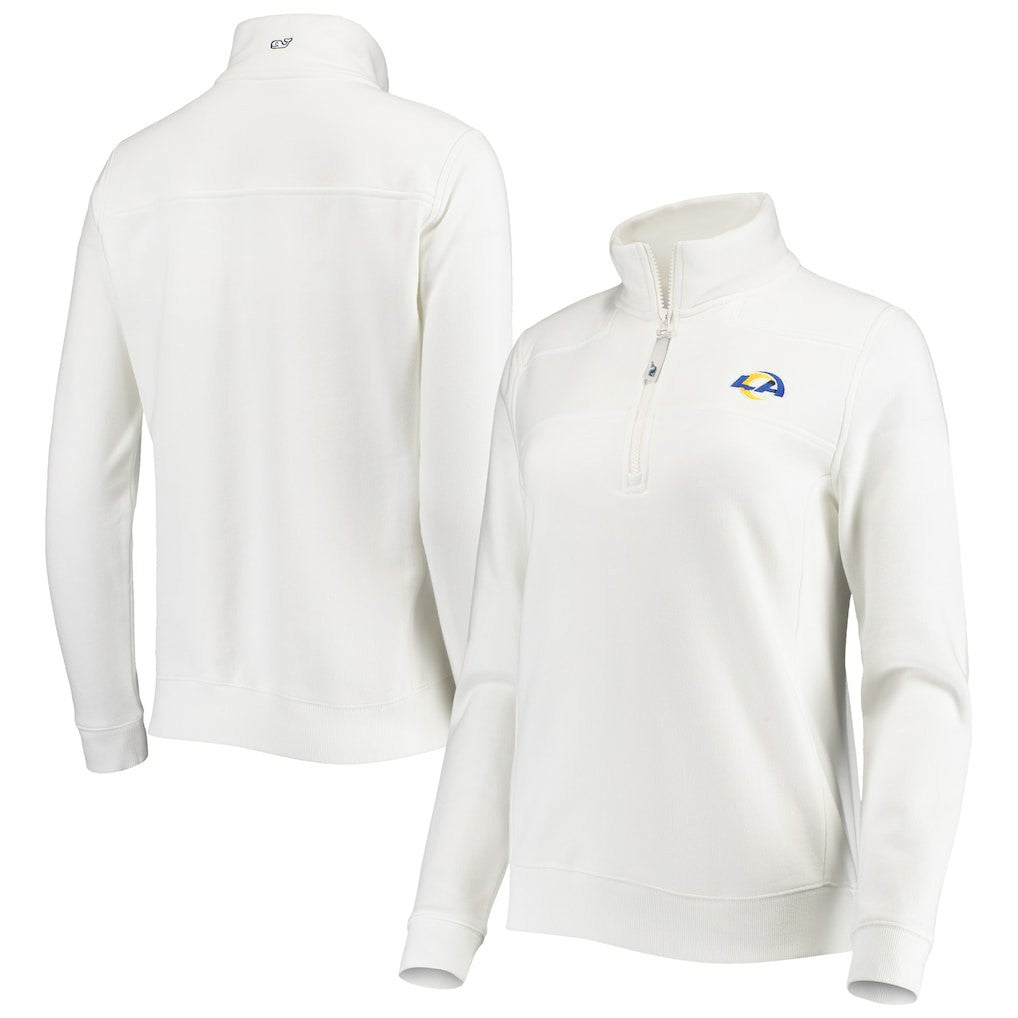 Los Angeles Rams Vineyard Vines Women's Shep Shirt Quarter-Zip Sweatshirt - White Sweatshirts