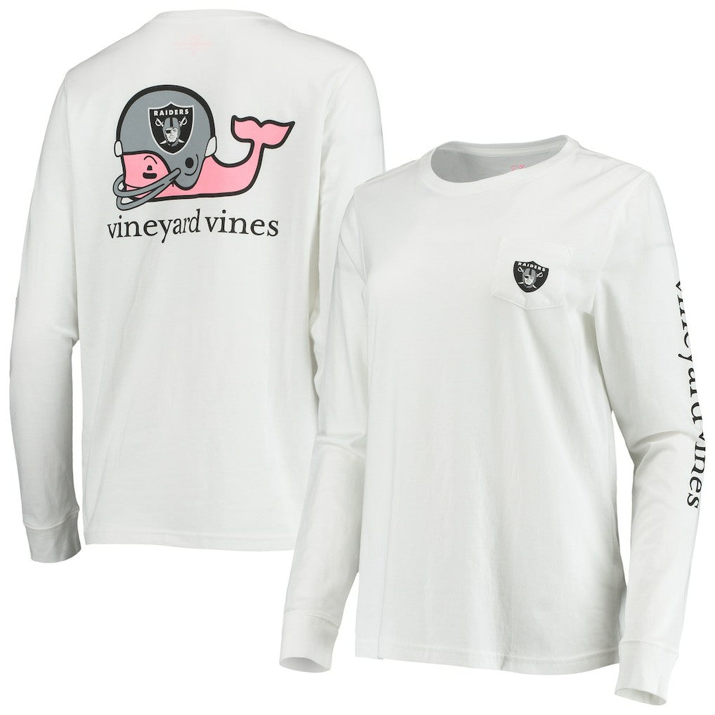 Las Vegas Raiders Vineyard Vines Women's Helmet Long Sleeve T-Shirt - White T-shirts