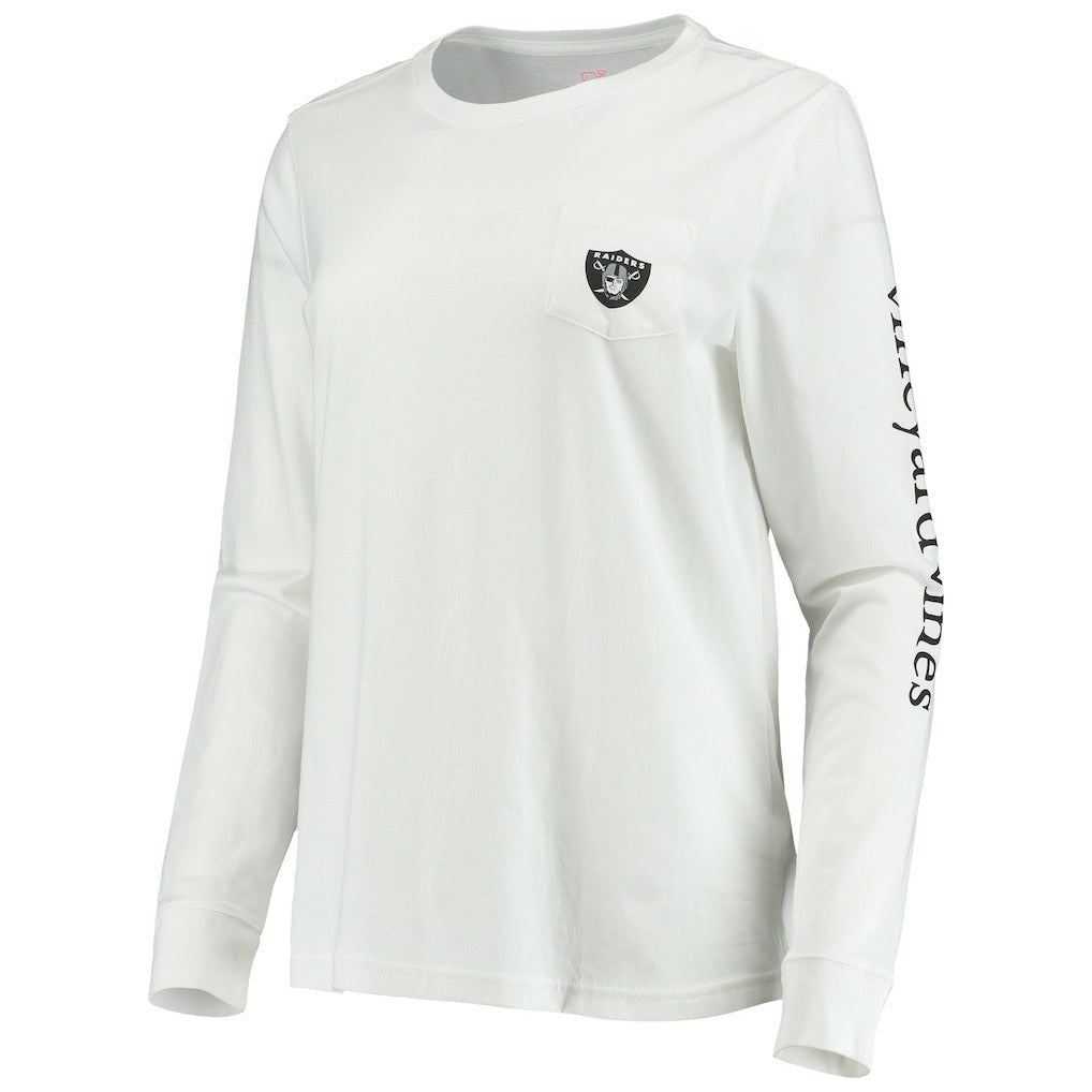 Las Vegas Raiders Vineyard Vines Women's Helmet Long Sleeve T-Shirt - White T-shirts