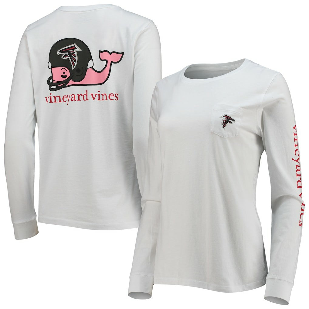 Atlanta Falcons Vineyard Vines Women's Helmet Long Sleeve T-Shirt - White T-shirts