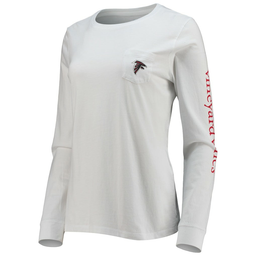 Atlanta Falcons Vineyard Vines Women's Helmet Long Sleeve T-Shirt - White T-shirts