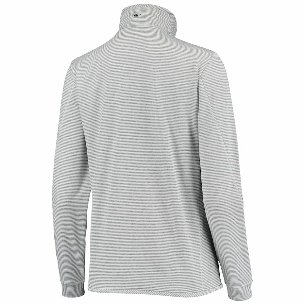 New York Yankees Vineyard Vines Women's Stripe Sankaty Half-Zip Pullover Top - Heather Gray Pullover