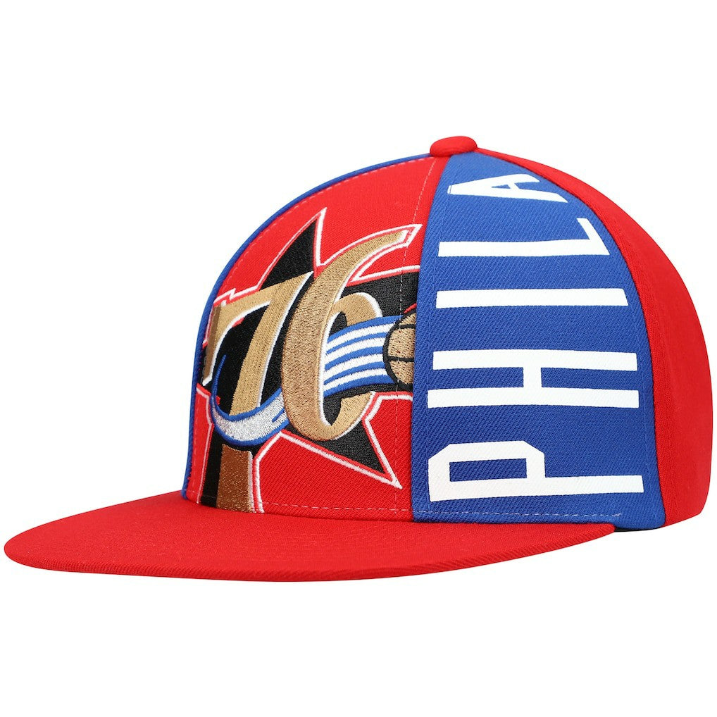 Philadelphia 76ers Hardwood Classics Big Face Callout Snapback Hat Red - Mitchell & Ness