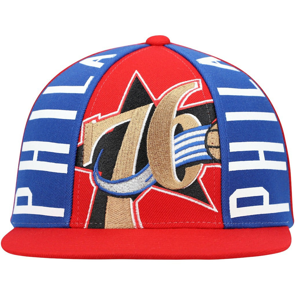 Philadelphia 76ers Hardwood Classics Big Face Callout Snapback Hat Red - Mitchell & Ness