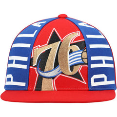 Philadelphia 76ers Hardwood Classics Big Face Callout Snapback Hat Red - Mitchell & Ness