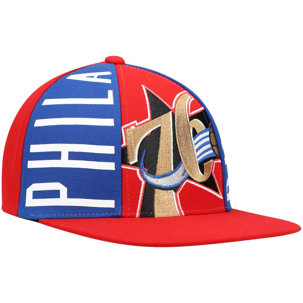 Philadelphia 76ers Hardwood Classics Big Face Callout Snapback Hat Red - Mitchell & Ness