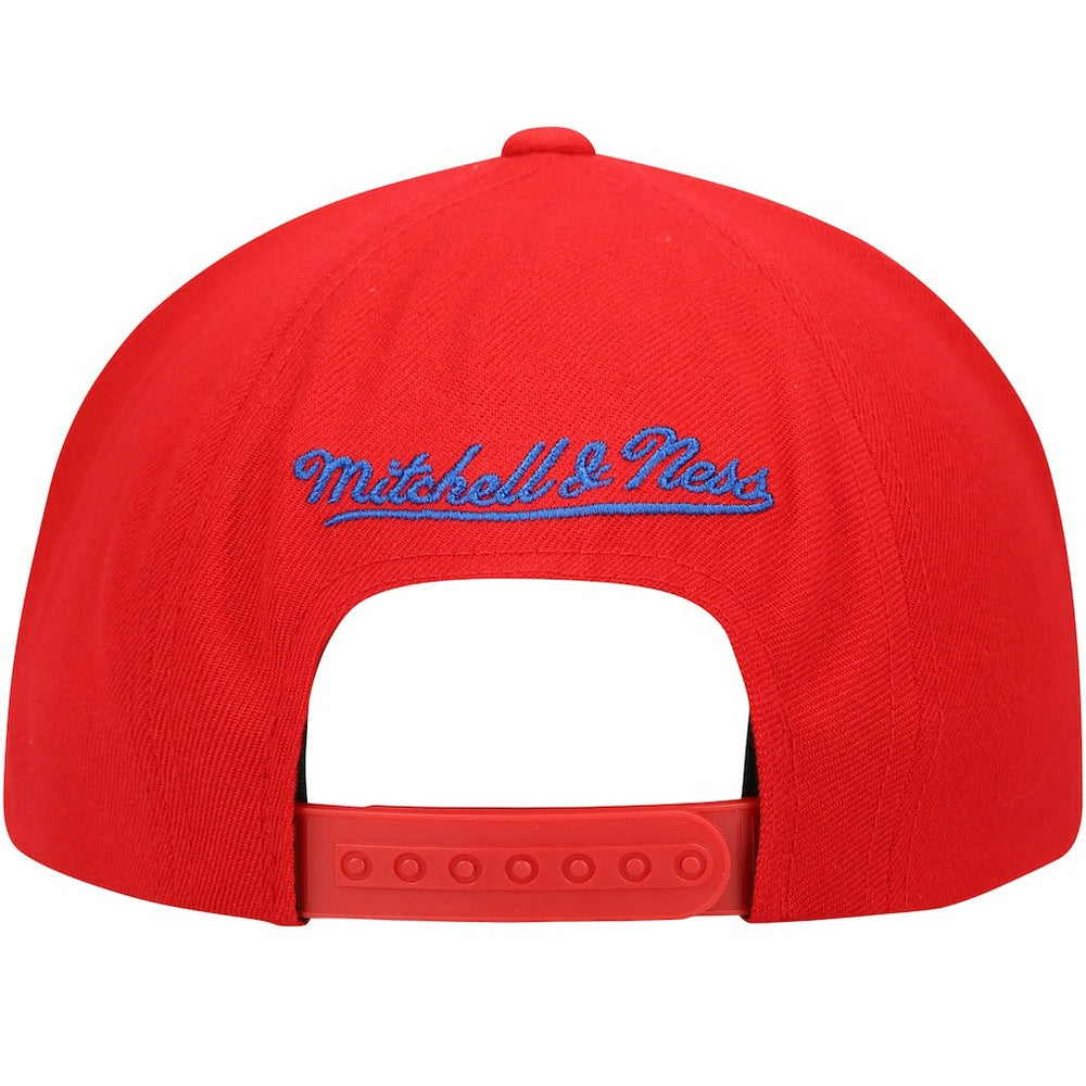 Philadelphia 76ers Hardwood Classics Big Face Callout Snapback Hat Red - Mitchell & Ness
