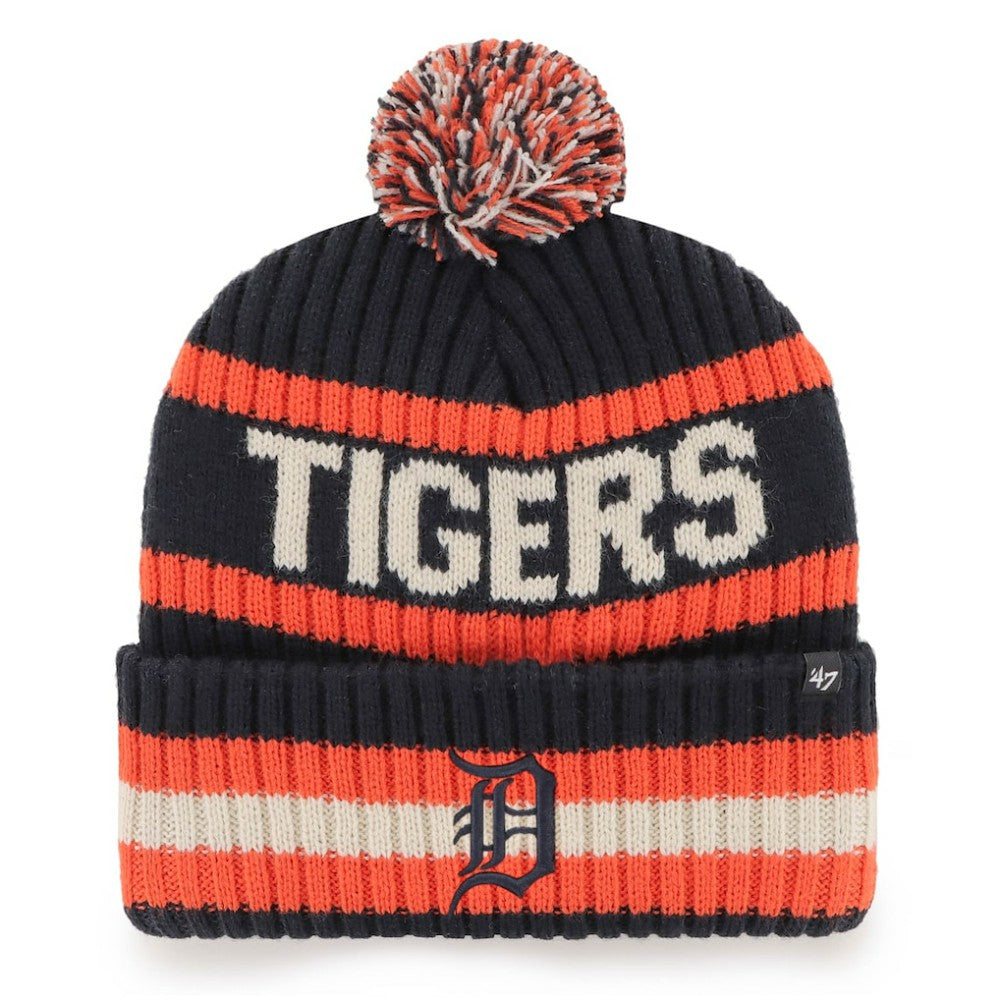 Detroit Tigers '47 Bering Cuffed Knit Hat with Pom - Navy Hats