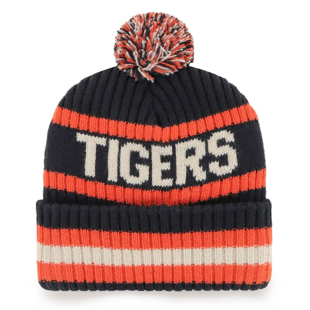 Detroit Tigers '47 Bering Cuffed Knit Hat with Pom - Navy Hats