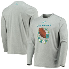 Miami Dolphins Sport Lei Pass Long Sleeve T-Shirt - Heathered Gray T-shirts