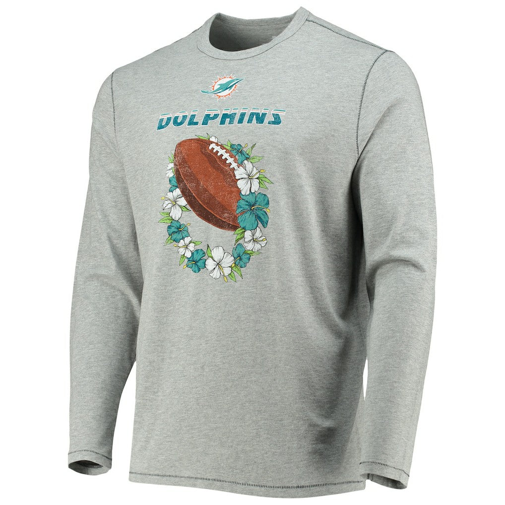 Miami Dolphins Sport Lei Pass Long Sleeve T-Shirt - Heathered Gray T-shirts