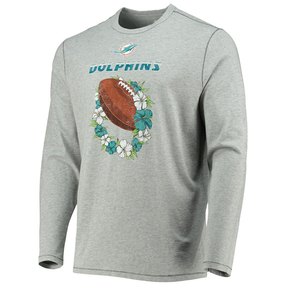 Miami Dolphins Sport Lei Pass Long Sleeve T-Shirt - Heathered Gray T-shirts