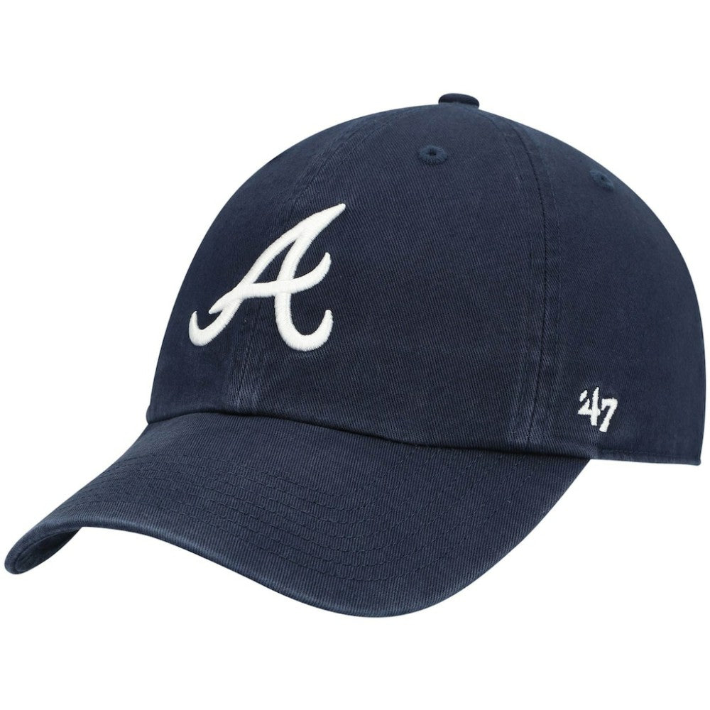 Atlanta Braves '47 Youth Team Logo Clean Up Adjustable Hat - Navy Hats