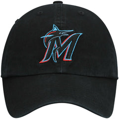 Miami Marlins '47 Youth Team Logo Clean Up Adjustable Hat - Black Hats