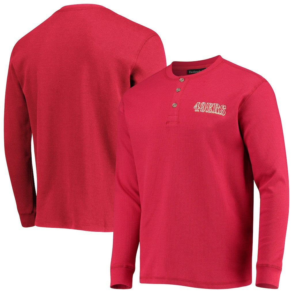 San Francisco 49ers Dunbrooke Logo Maverick Thermal Henley Long Sleeve T-Shirt - Scarlet T-shirts