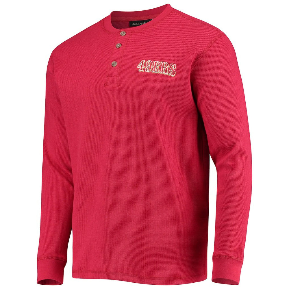San Francisco 49ers Dunbrooke Logo Maverick Thermal Henley Long Sleeve T-Shirt - Scarlet T-shirts