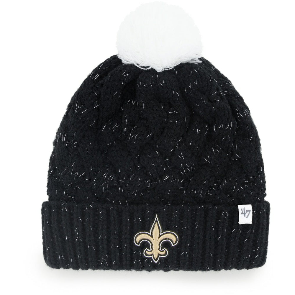 New Orleans Saints '47 Women's Fiona Logo Cuffed Knit Hat with Pom - Black Hats