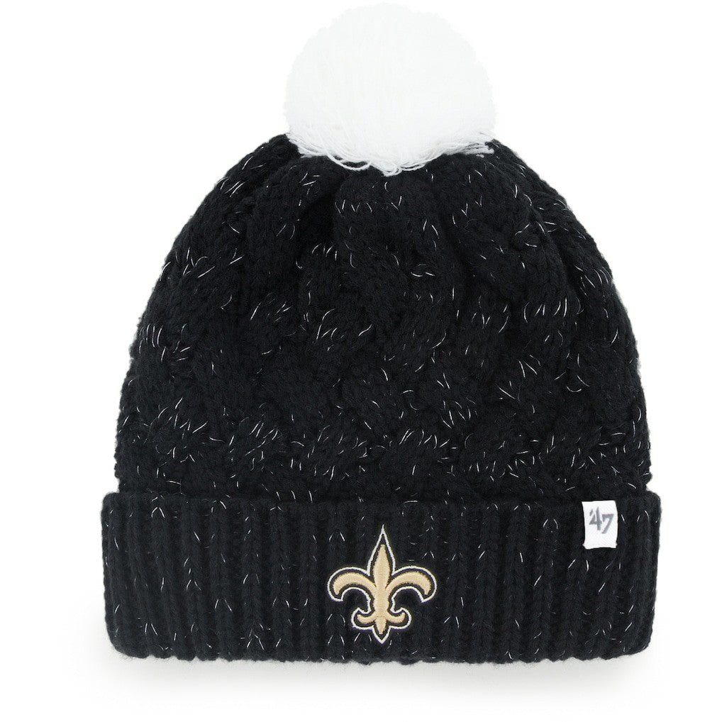 New Orleans Saints '47 Women's Fiona Logo Cuffed Knit Hat with Pom - Black Hats