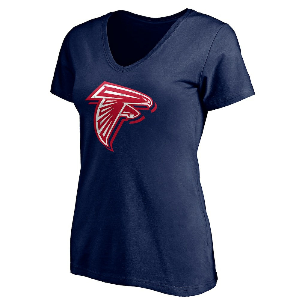 Atlanta Falcons Women's Red White and Team V-Neck T-Shirt - Navy T-shirts