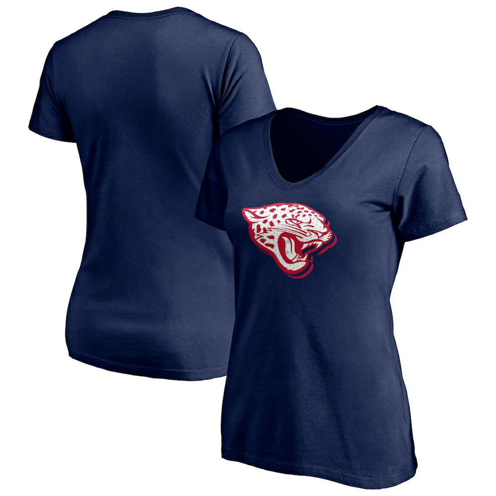 Jacksonville Jaguars Women's Red White and Team V-Neck T-Shirt - Navy T-shirts