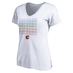 Calgary Flames Women's City Pride V-Neck T-Shirt - White | US 4257425