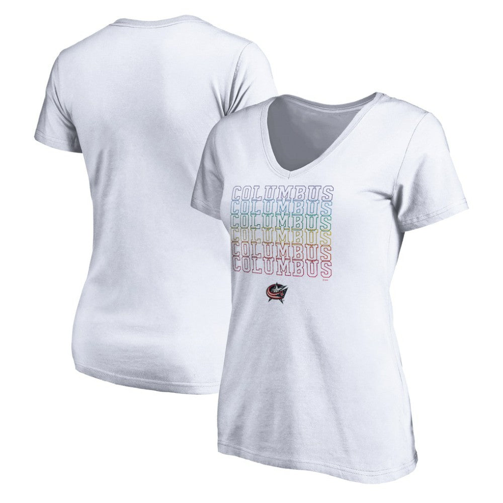 Columbus Blue Jackets Women's City Pride V-Neck T-Shirt - White | US 4257429