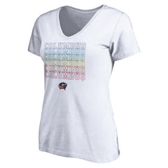 Columbus Blue Jackets Women's City Pride V-Neck T-Shirt - White | US 4257429