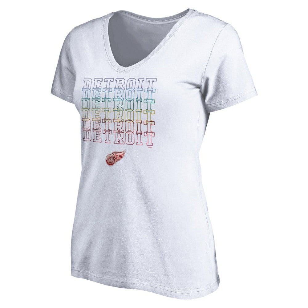 Detroit Red Wings Women's City Pride V-Neck T-Shirt - White | US 4257431