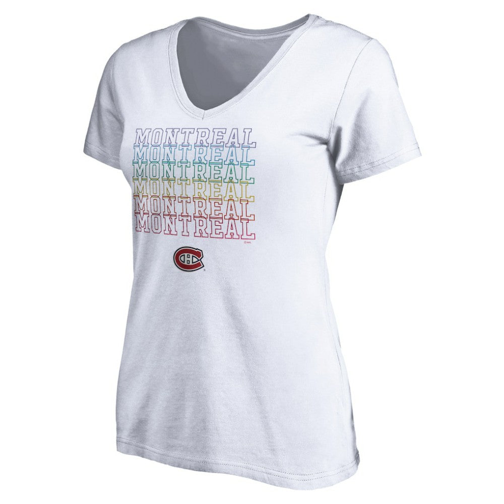 Montreal Canadiens Women's City Pride V-Neck T-Shirt - White | US 4257436
