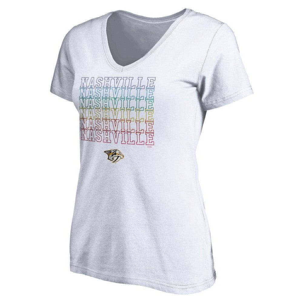 Nashville Predators Women's City Pride V-Neck T-Shirt - White | US 4257437
