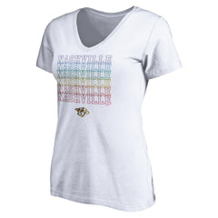 Nashville Predators Women's City Pride V-Neck T-Shirt - White | US 4257437