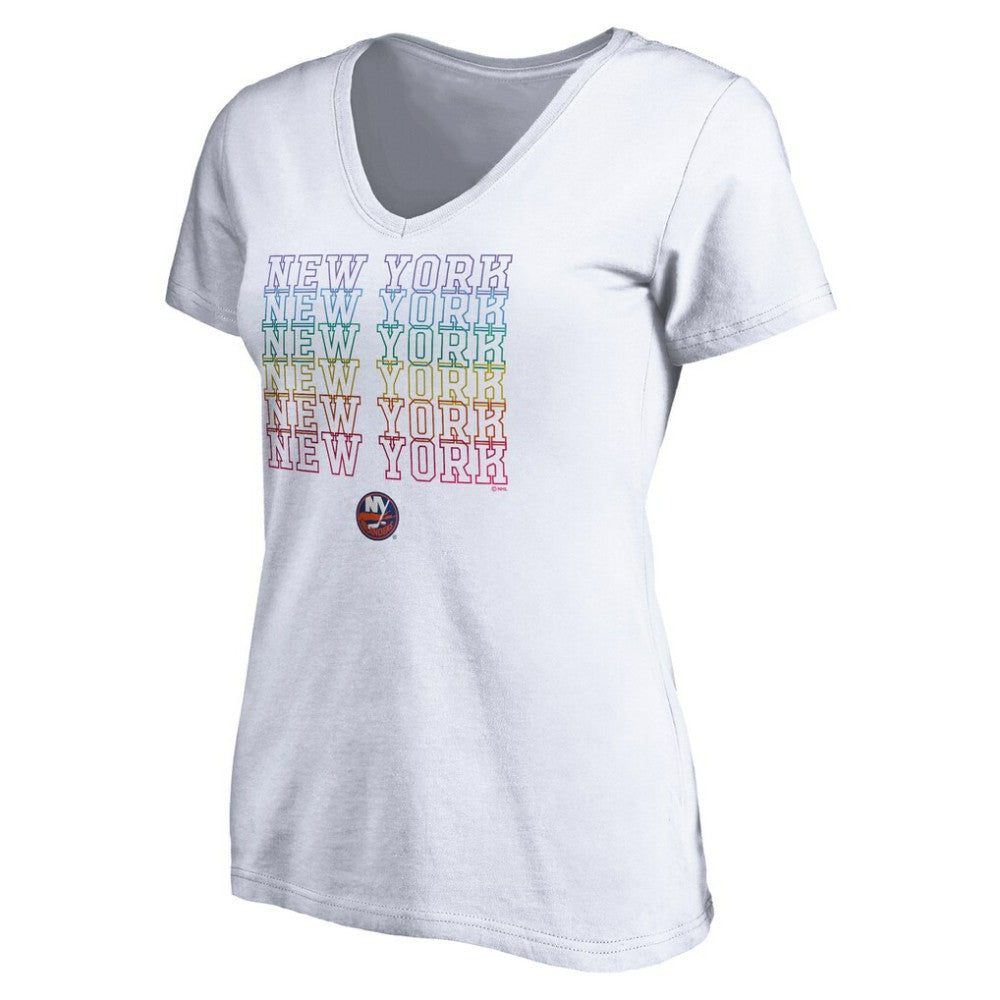 New York Islanders Women's City Pride V-Neck T-Shirt - White | US 4257439
