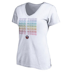 New York Islanders Women's City Pride V-Neck T-Shirt - White | US 4257439